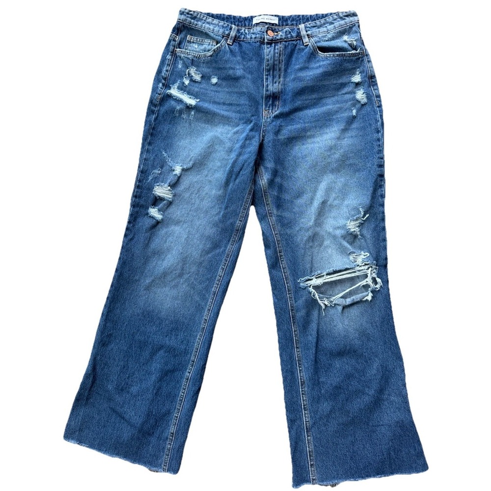 Flying Monkey F4570 Vacation 90s Vintage Flare Jeans Distressed Raw Hem Size 32